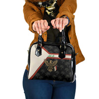 Iraq Golden Eagle Emblem Shoulder Handbag with Flag Stripes and National Arabic Script Design - Wonder Print Shop