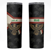 Iraq Golden Eagle Emblem Skinny Tumbler with Flag Stripes and National Arabic Script Design - Wonder Print Shop