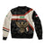 Iraq Golden Eagle Emblem Sleeve Zip Bomber Jacket with Flag Stripes and National Arabic Script Design - Wonder Print Shop