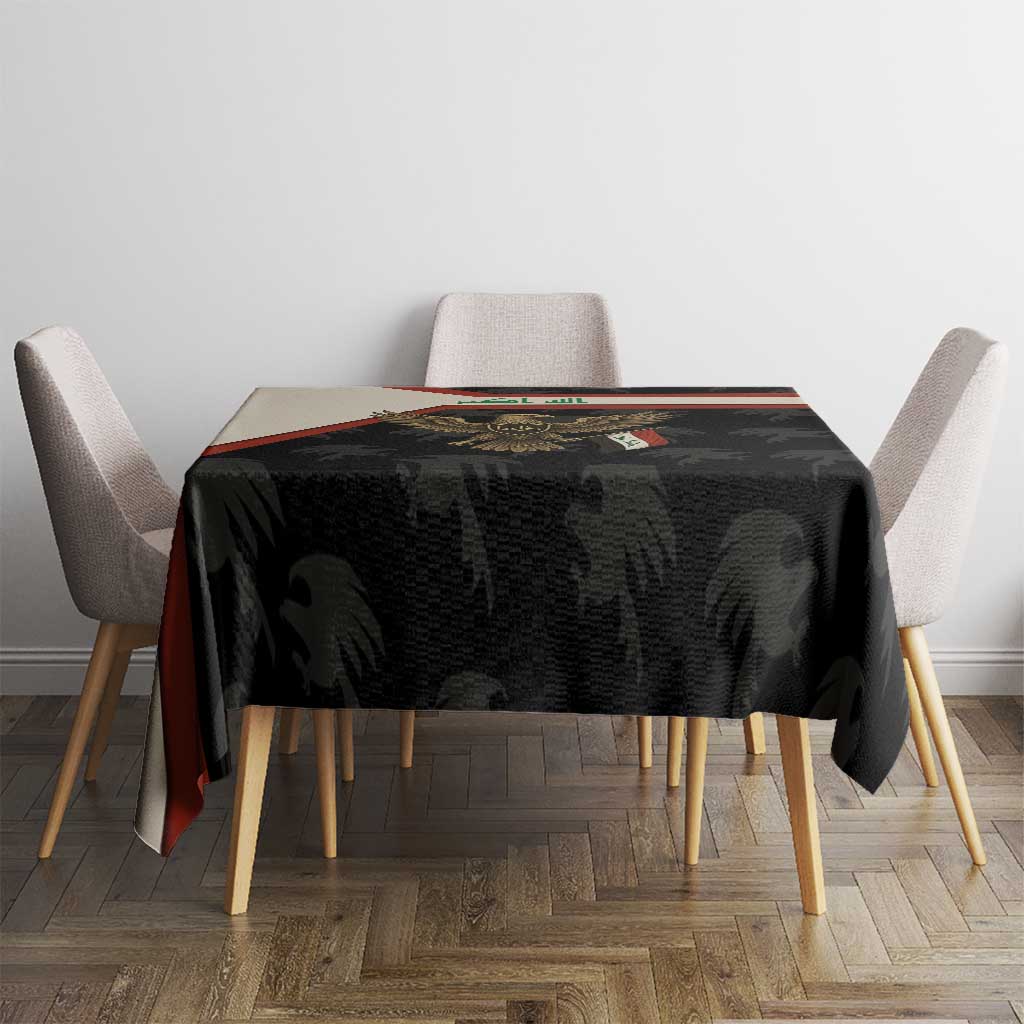 Iraq Golden Eagle Emblem Tablecloth with Flag Stripes and National Arabic Script Design - Wonder Print Shop