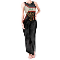Iraq Golden Eagle Emblem Tank Maxi Dress with Flag Stripes and National Arabic Script Design - Wonder Print Shop