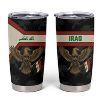 Iraq Golden Eagle Emblem Tumbler Cup with Flag Stripes and National Arabic Script Design - Wonder Print Shop