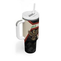 Iraq Golden Eagle Emblem Tumbler With Handle with Flag Stripes and National Arabic Script Design - Wonder Print Shop