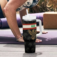 Iraq Golden Eagle Emblem Tumbler With Handle with Flag Stripes and National Arabic Script Design - Wonder Print Shop
