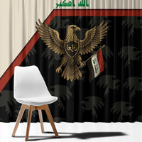 Iraq Golden Eagle Emblem Window Curtain with Flag Stripes and National Arabic Script Design - Wonder Print Shop