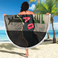 Iraq Flag Texture Beach Blanket with Golden Eagle Emblem and Cracked Earth Background Design - Wonder Print Shop