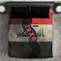 Iraq Flag Texture Bedding Set with Golden Eagle Emblem and Cracked Earth Background Design - Wonder Print Shop