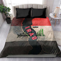 Iraq Flag Texture Bedding Set with Golden Eagle Emblem and Cracked Earth Background Design - Wonder Print Shop