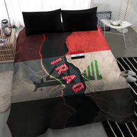 Iraq Flag Texture Bedding Set with Golden Eagle Emblem and Cracked Earth Background Design - Wonder Print Shop
