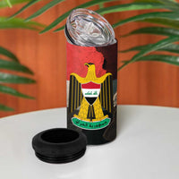Iraq Flag Texture 4 in 1 Can Cooler Tumbler with Golden Eagle Emblem and Cracked Earth Background Design - Wonder Print Shop