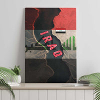 Iraq Flag Texture Canvas Wall Art with Golden Eagle Emblem and Cracked Earth Background Design - Wonder Print Shop