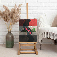 Iraq Flag Texture Canvas Wall Art with Golden Eagle Emblem and Cracked Earth Background Design - Wonder Print Shop