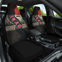 Iraq Flag Texture Car Seat Cover with Golden Eagle Emblem and Cracked Earth Background Design - Wonder Print Shop