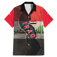 Iraq Flag Texture Family Matching Mermaid Dress and Hawaiian Shirt with Golden Eagle Emblem and Cracked Earth Background Design - Wonder Print Shop