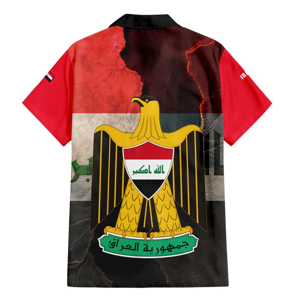 Iraq Flag Texture Family Matching Mermaid Dress and Hawaiian Shirt with Golden Eagle Emblem and Cracked Earth Background Design - Wonder Print Shop