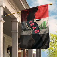 Iraq Flag Texture Garden Flag with Golden Eagle Emblem and Cracked Earth Background Design - Wonder Print Shop