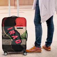 Iraq Flag Texture Luggage Cover with Golden Eagle Emblem and Cracked Earth Background Design - Wonder Print Shop