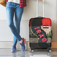 Iraq Flag Texture Luggage Cover with Golden Eagle Emblem and Cracked Earth Background Design - Wonder Print Shop