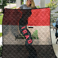 Iraq Flag Texture Quilt with Golden Eagle Emblem and Cracked Earth Background Design - Wonder Print Shop