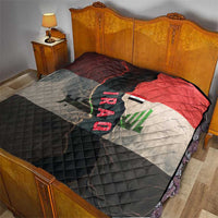 Iraq Flag Texture Quilt with Golden Eagle Emblem and Cracked Earth Background Design - Wonder Print Shop