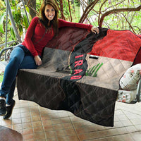 Iraq Flag Texture Quilt with Golden Eagle Emblem and Cracked Earth Background Design - Wonder Print Shop