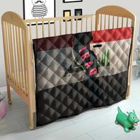 Iraq Flag Texture Quilt with Golden Eagle Emblem and Cracked Earth Background Design - Wonder Print Shop