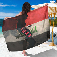 Iraq Flag Texture Sarong with Golden Eagle Emblem and Cracked Earth Background Design - Wonder Print Shop