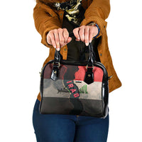 Iraq Flag Texture Shoulder Handbag with Golden Eagle Emblem and Cracked Earth Background Design - Wonder Print Shop