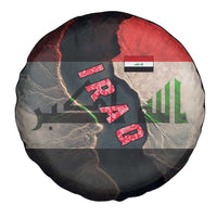 Iraq Flag Texture Spare Tire Cover with Golden Eagle Emblem and Cracked Earth Background Design - Wonder Print Shop