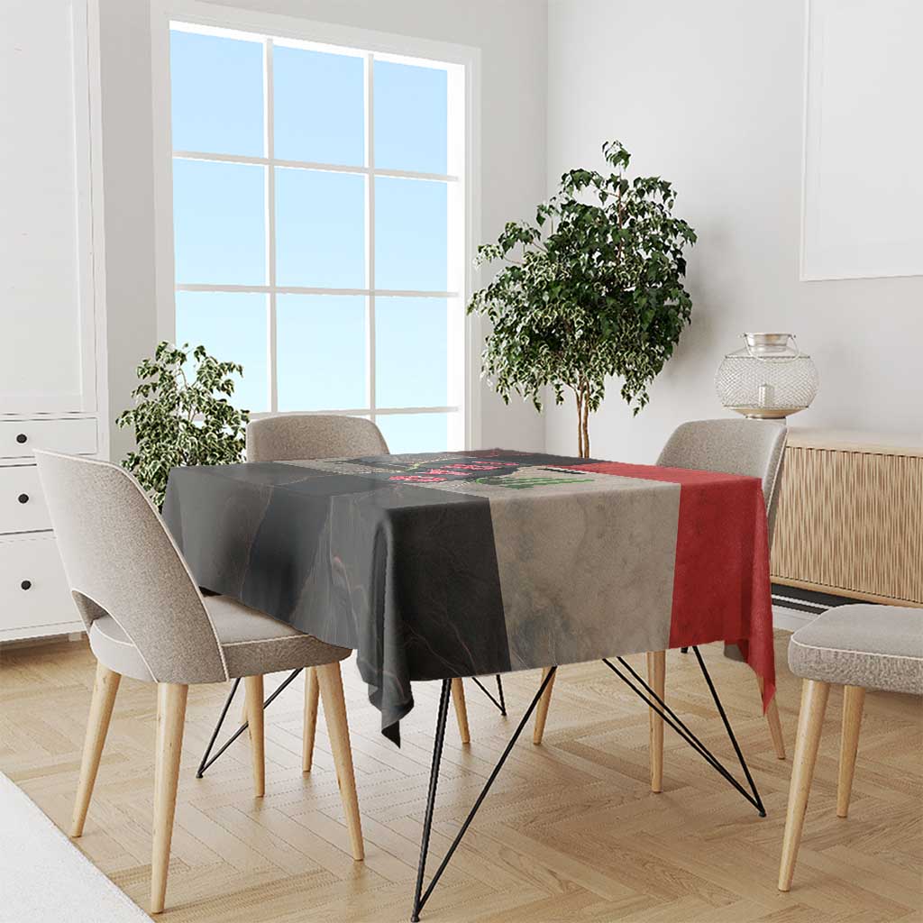 Iraq Flag Texture Tablecloth with Golden Eagle Emblem and Cracked Earth Background Design - Wonder Print Shop