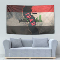 Iraq Flag Texture Tapestry with Golden Eagle Emblem and Cracked Earth Background Design - Wonder Print Shop