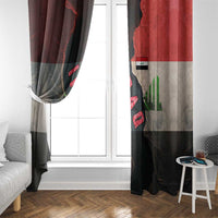 Iraq Flag Texture Window Curtain with Golden Eagle Emblem and Cracked Earth Background Design - Wonder Print Shop