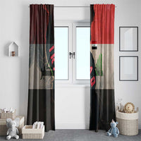Iraq Flag Texture Window Curtain with Golden Eagle Emblem and Cracked Earth Background Design - Wonder Print Shop