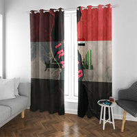 Iraq Flag Texture Window Curtain with Golden Eagle Emblem and Cracked Earth Background Design - Wonder Print Shop