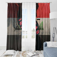 Iraq Flag Texture Window Curtain with Golden Eagle Emblem and Cracked Earth Background Design - Wonder Print Shop