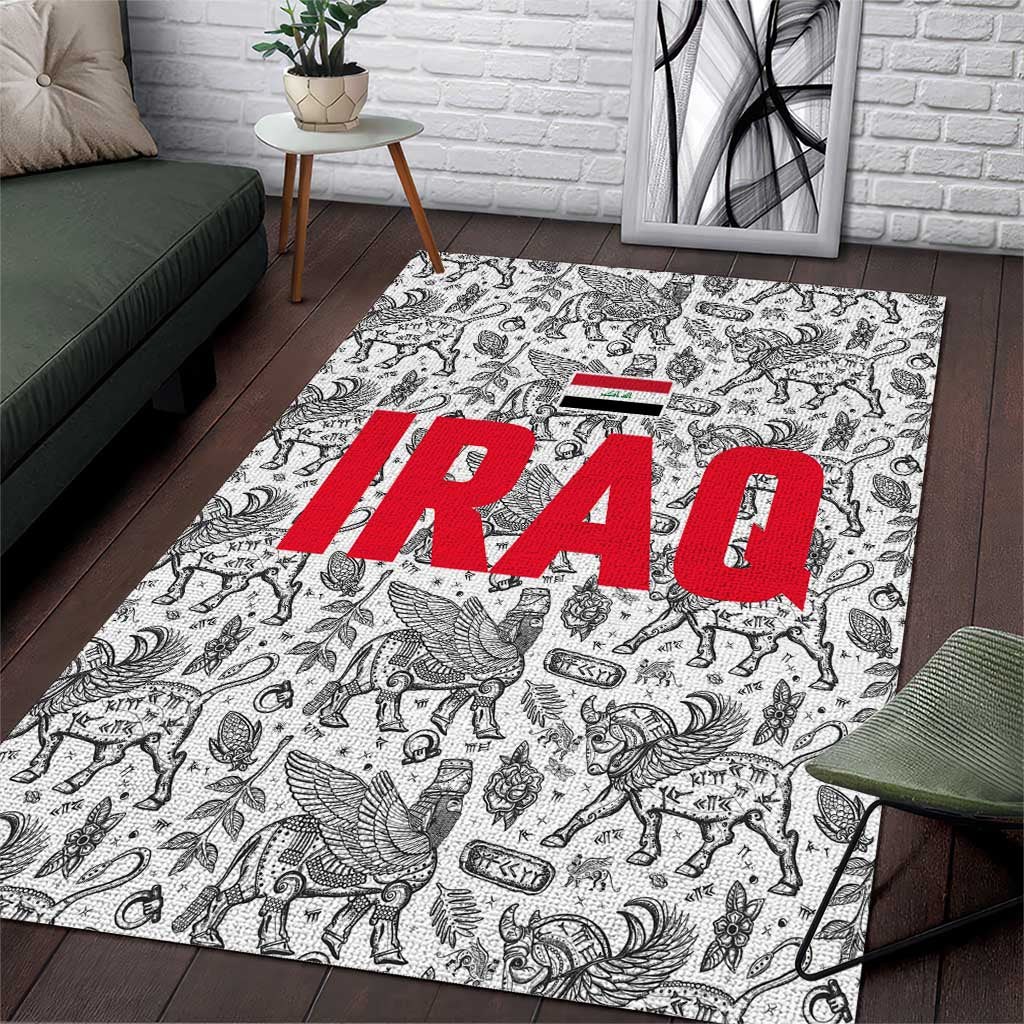 Iraq Ancient Mesopotamian Lamassu Area Rug with Mythical Motif Design - Wonder Print Shop
