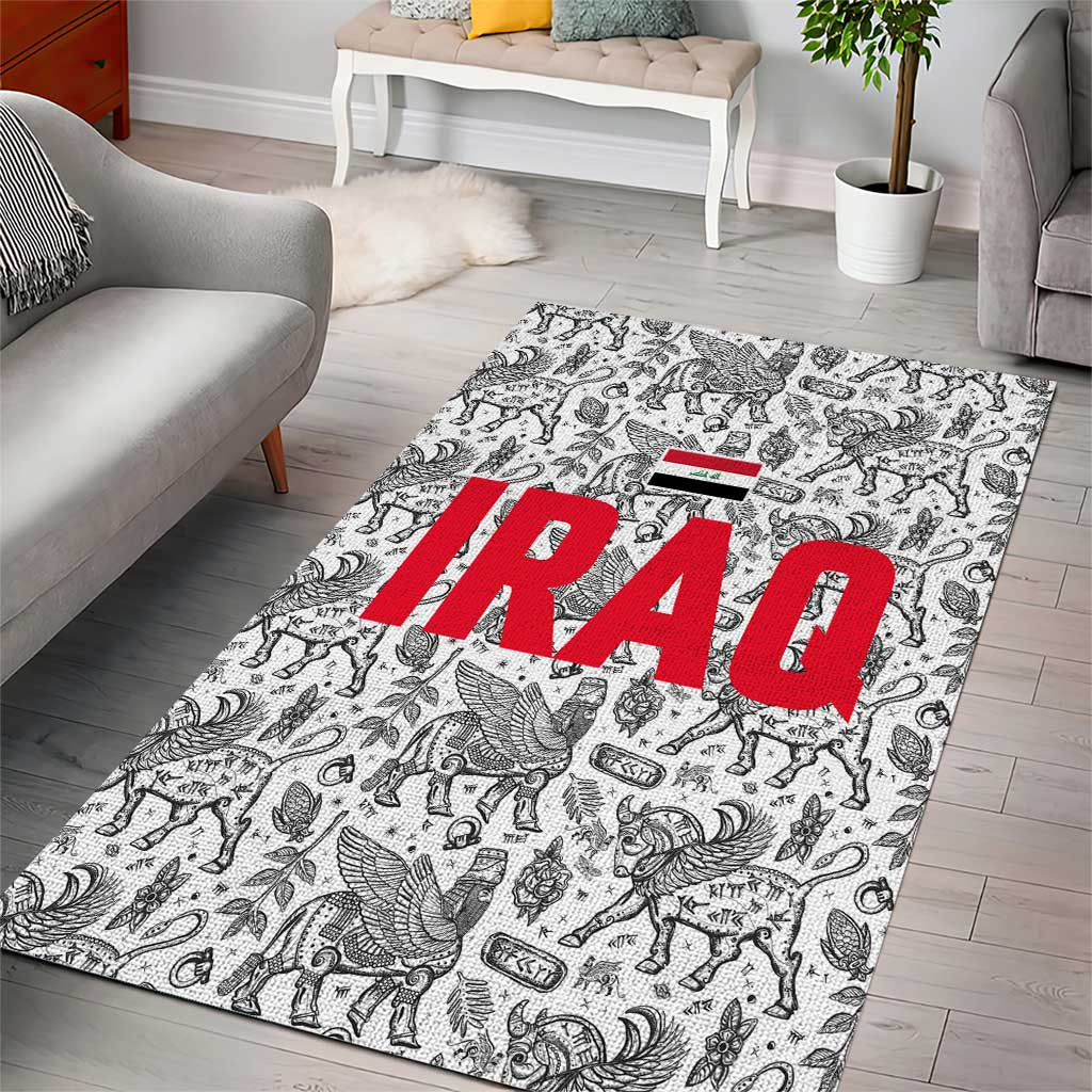 Iraq Ancient Mesopotamian Lamassu Area Rug with Mythical Motif Design - Wonder Print Shop