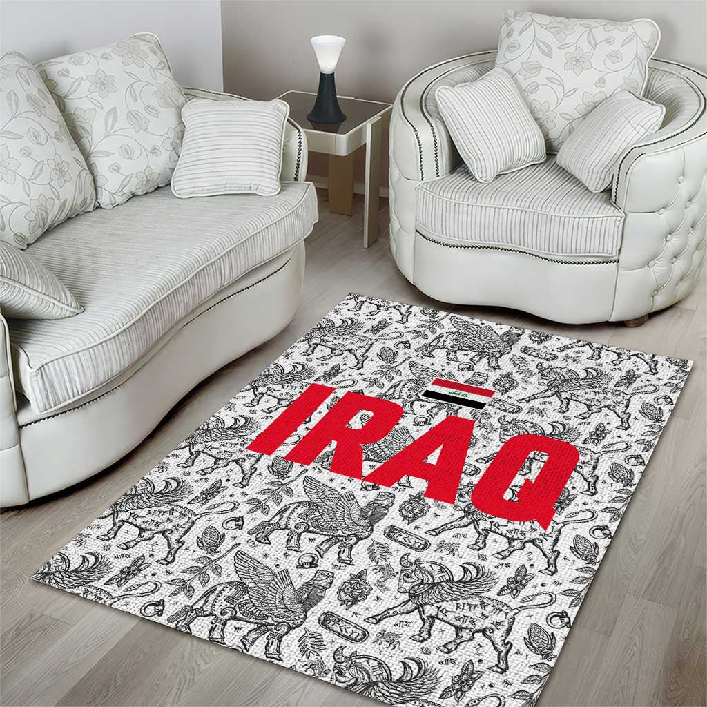 Iraq Ancient Mesopotamian Lamassu Area Rug with Mythical Motif Design - Wonder Print Shop