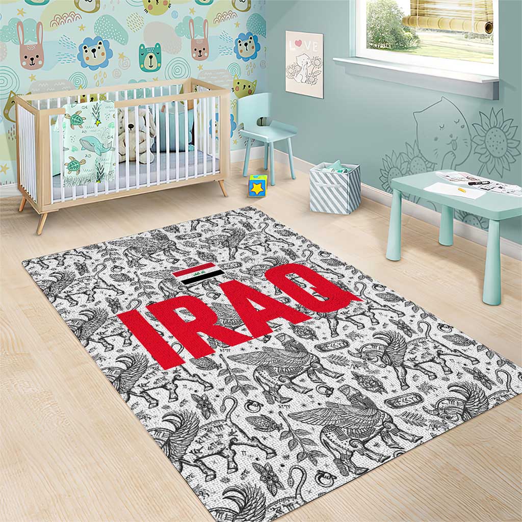 Iraq Ancient Mesopotamian Lamassu Area Rug with Mythical Motif Design - Wonder Print Shop