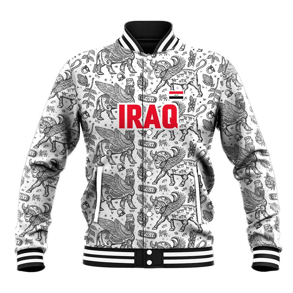 Iraq Ancient Mesopotamian Lamassu Baseball Jacket with Mythical Motif Design - Wonder Print Shop