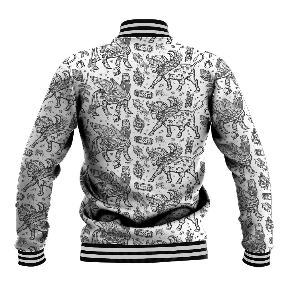 Iraq Ancient Mesopotamian Lamassu Baseball Jacket with Mythical Motif Design - Wonder Print Shop