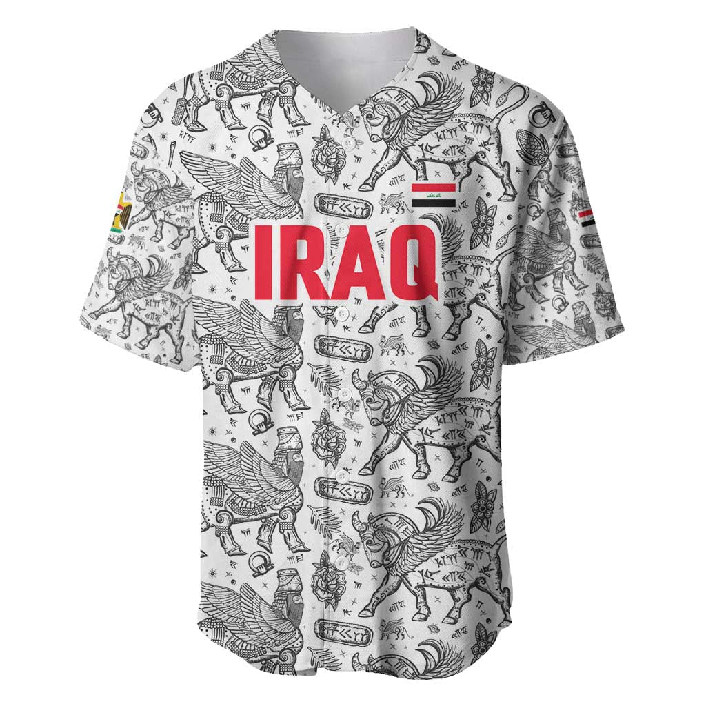 Iraq Ancient Mesopotamian Lamassu Baseball Jersey with Mythical Motif Design - Wonder Print Shop