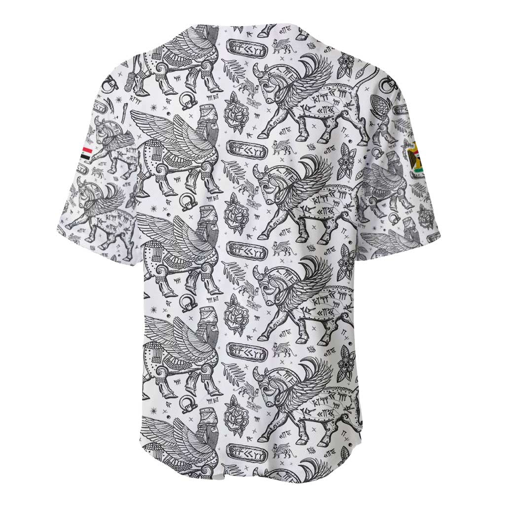 Iraq Ancient Mesopotamian Lamassu Baseball Jersey with Mythical Motif Design - Wonder Print Shop