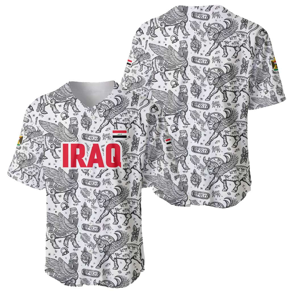 Iraq Ancient Mesopotamian Lamassu Baseball Jersey with Mythical Motif Design - Wonder Print Shop
