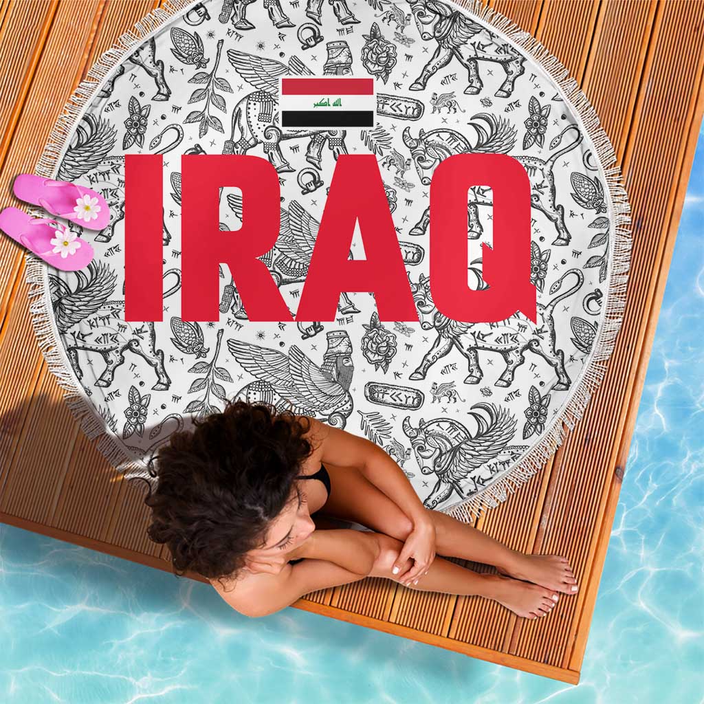 Iraq Ancient Mesopotamian Lamassu Beach Blanket with Mythical Motif Design - Wonder Print Shop