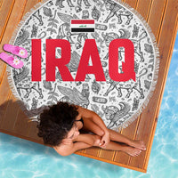 Iraq Ancient Mesopotamian Lamassu Beach Blanket with Mythical Motif Design - Wonder Print Shop