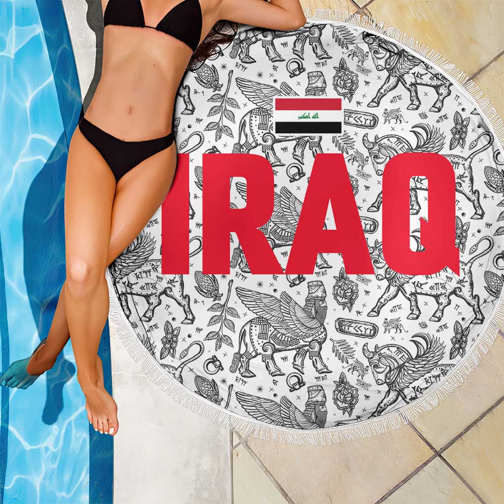 Iraq Ancient Mesopotamian Lamassu Beach Blanket with Mythical Motif Design - Wonder Print Shop