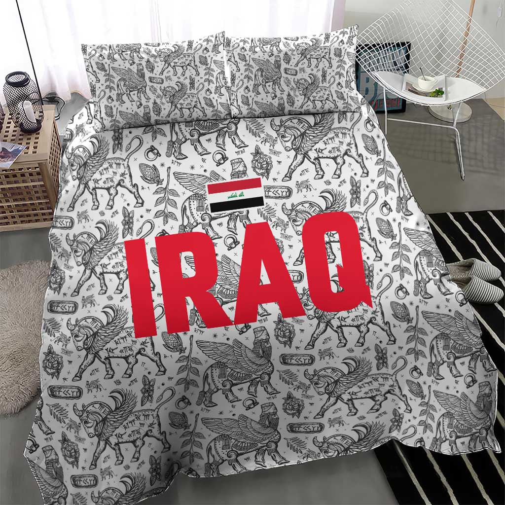 Iraq Ancient Mesopotamian Lamassu Bedding Set with Mythical Motif Design - Wonder Print Shop