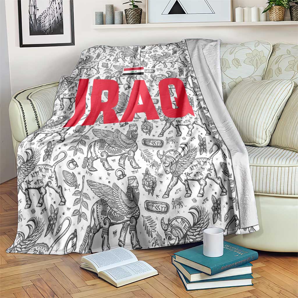 Iraq Ancient Mesopotamian Lamassu Blanket with Mythical Motif Design - Wonder Print Shop