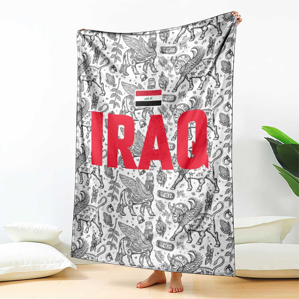 Iraq Ancient Mesopotamian Lamassu Blanket with Mythical Motif Design - Wonder Print Shop
